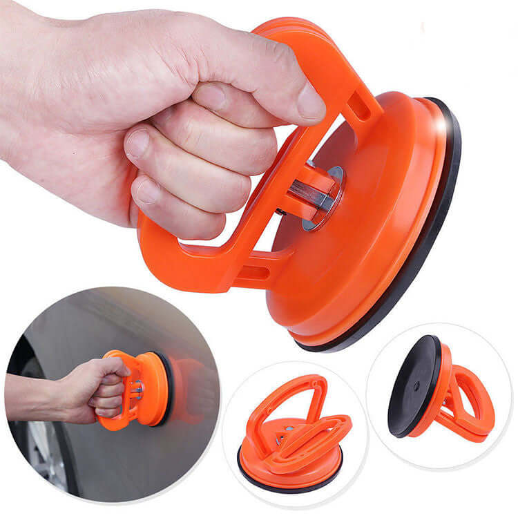 Auto Body Repair Tools - 1Pc Large Suction Cup Puller in action being used for car dent repair with a hand demonstration.