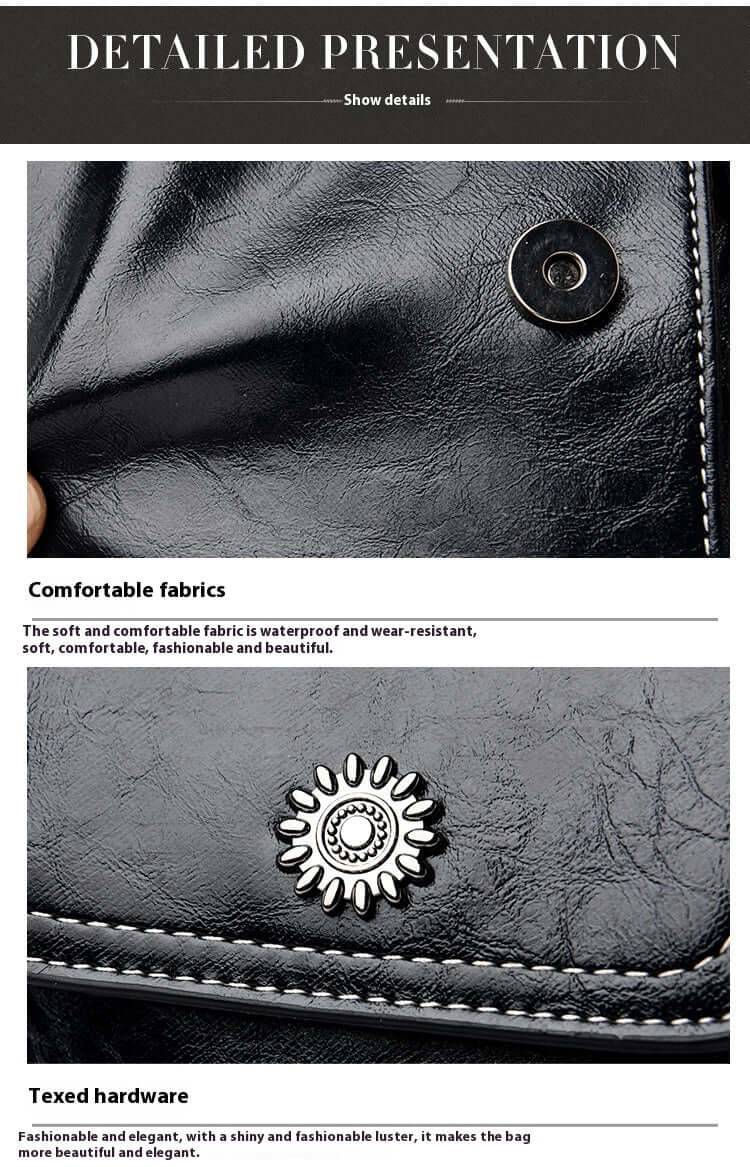 Close-up detailing of the Fashion Simple Large Capacity Mobile Phone Bag Mini Crossbody Bag in black, emphasizing its comfortable fabric and elegant design elements, a hallmark of a fashionable mini bag.