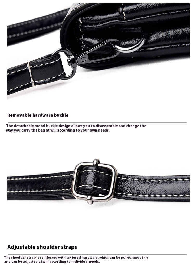 Close-up of the adjustable strap of the Fashion Simple Large Capacity Mobile Phone Bag Mini Crossbody Bag in black, showing versatility and comfort, essential features for a fashionable mini bag.