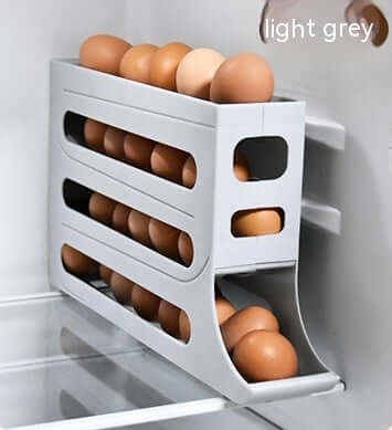 30-Capacity Egg Storage Box - 4-Layer Automatic Sliding Tray for Refrigerator Side Door.