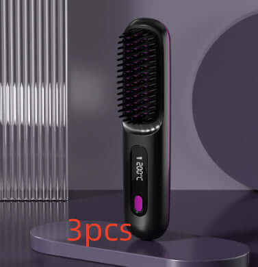 Cordless Hair Straightener 2 In 1 Comb Brush, Fast Heating, USB Charging, Portable.