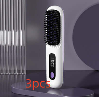 Cordless Hair Straightener 2 In 1 Comb Brush, Fast Heating, USB Charging, Portable.