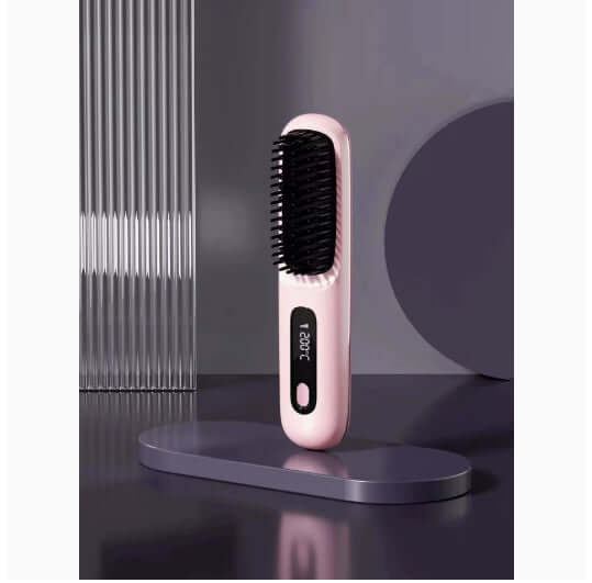 Cordless Hair Straightener 2 In 1 Comb Brush, Fast Heating, USB Charging, Portable.