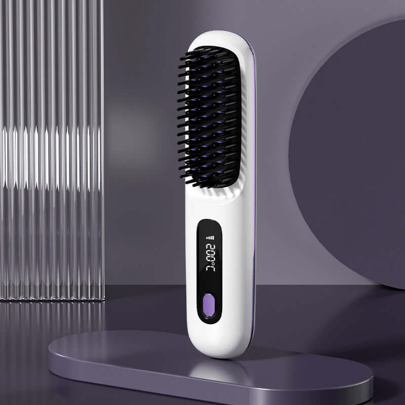 Cordless Hair Straightener 2 In 1 Comb Brush, Fast Heating, USB Charging, Portable.