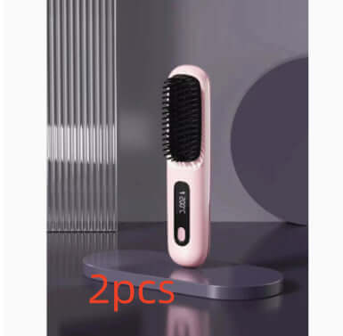 Cordless Hair Straightener 2 In 1 Comb Brush, Fast Heating, USB Charging, Portable - CozyTech Living