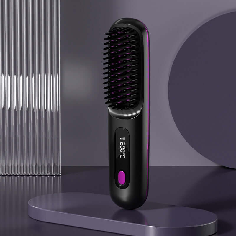 Cordless Hair Straightener 2 In 1 Comb Brush, Fast Heating, USB Charging, Portable.