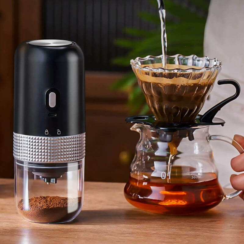 Portable Coffee Grinder Electric Ceramic Core USB Rechargeable Lightweight Design.