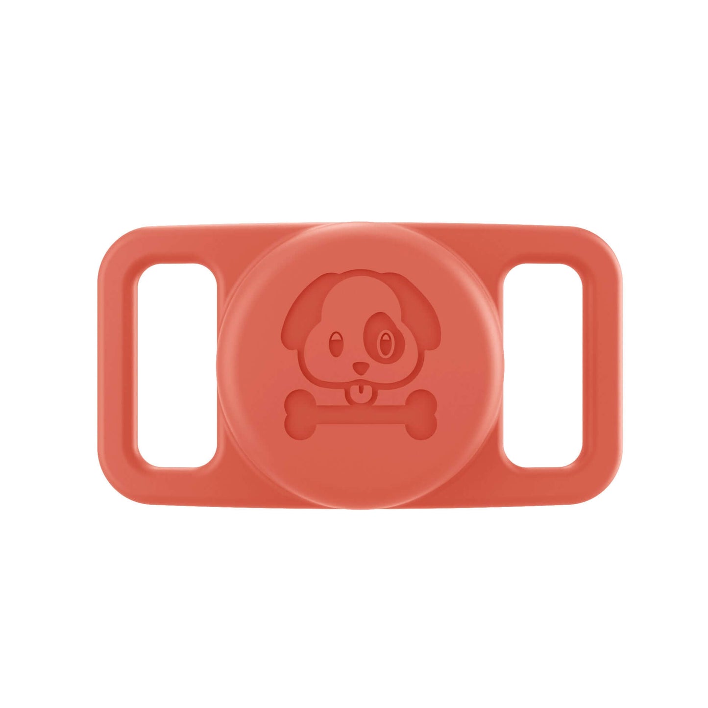 Coral silicone airtag pet collar cover with cute dog and bone design by Dropshipman