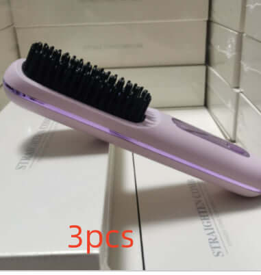 Cordless Hair Straightener 2 In 1 Comb Brush, Fast Heating, USB Charging, Portable.