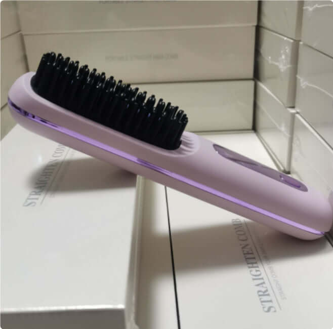 Cordless Hair Straightener 2 In 1 Comb Brush, Fast Heating, USB Charging, Portable.