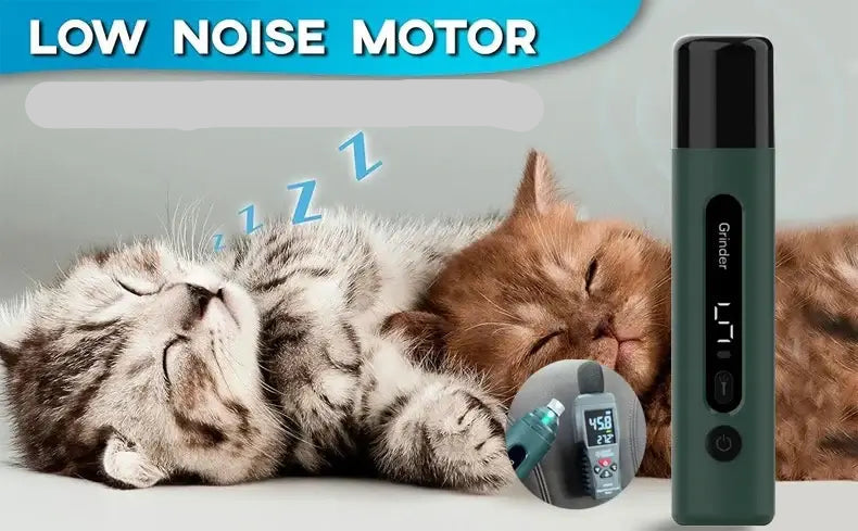 Best nail grinder for dogs and cats with low noise motor shown next to sleeping cats