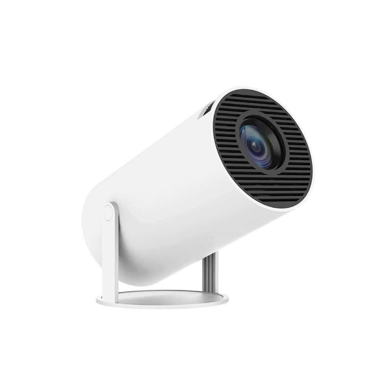 eprolo portable 4K projector for gaming in white with modern cylindrical design and adjustable stand