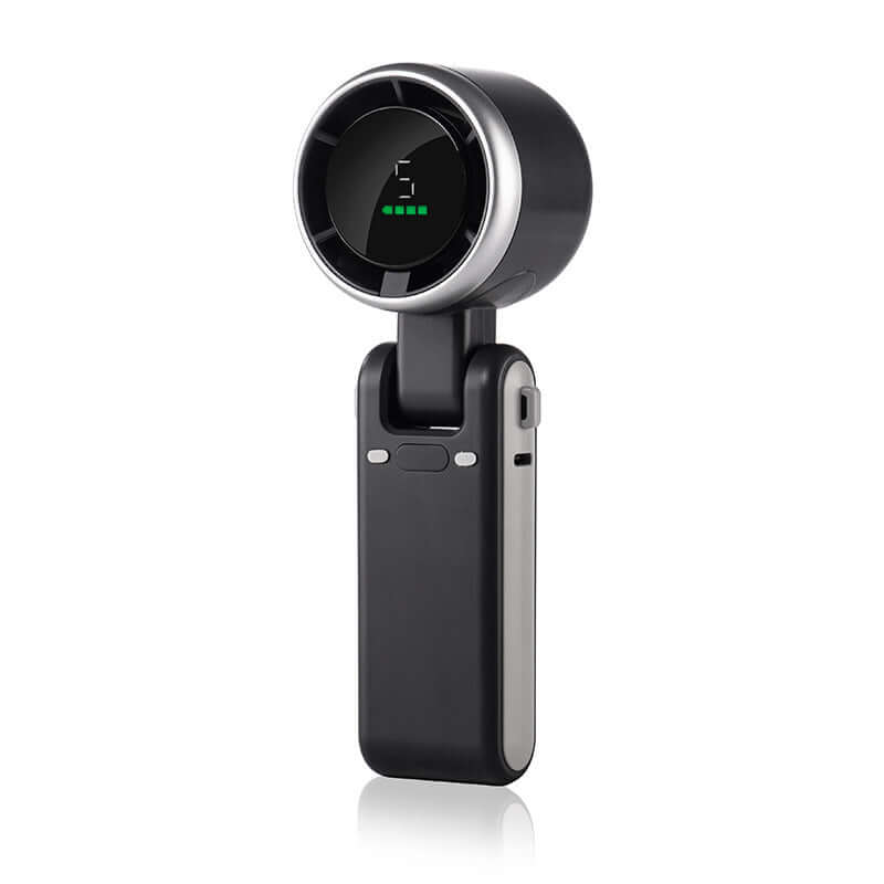 Eprolo foldable electric fan for travel with compact design and digital display in black