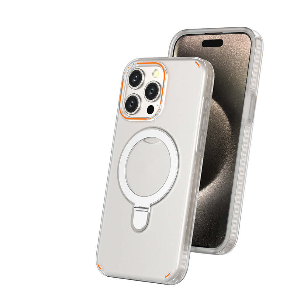 Dropshipman magnetic phone case with holder in clear design showcasing camera protection and ring holder