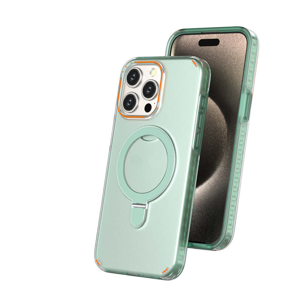 Dropshipman green magnetic phone case with holder featuring ring stand for easy grip and protection