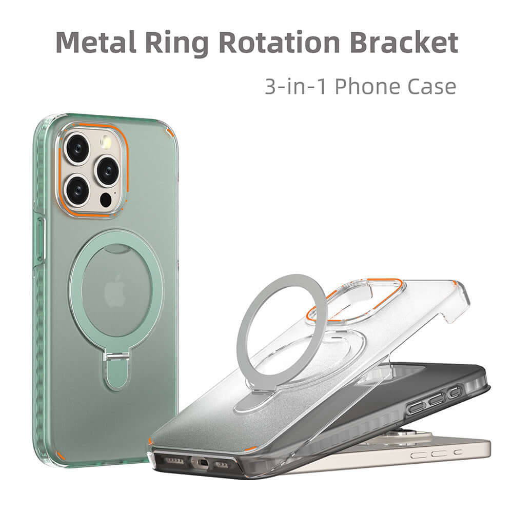 Dropshipman magnetic phone case with holder featuring metal ring rotation bracket and clear design