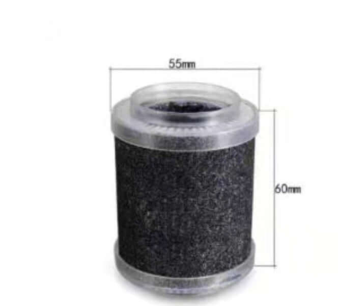 Compact replacement filter for portable car air freshener ionizer measuring 55mm by 60mm