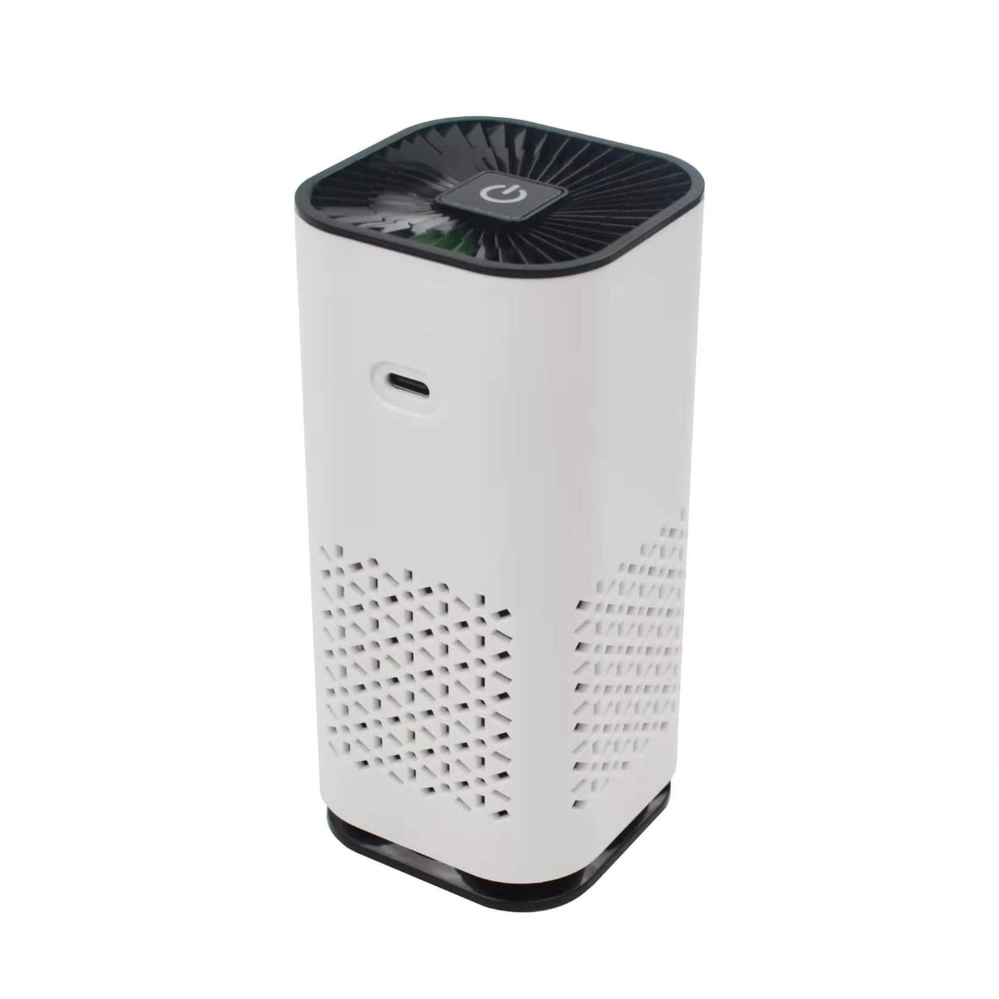 White portable car air freshener ionizer with black top and power button by Dropshipman