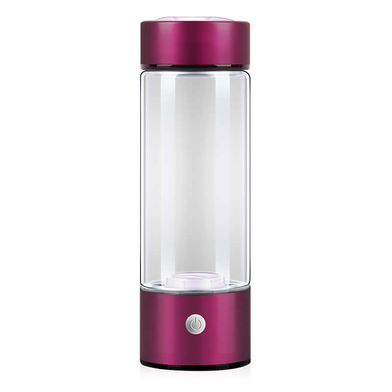 Dropshipman portable hydrogen water bottle in sleek purple with power button and clear body