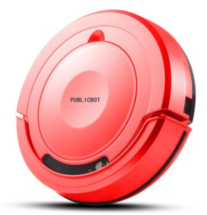 Red smart robot cleaner for homes with compact round design and smart navigation by Dropshipman
