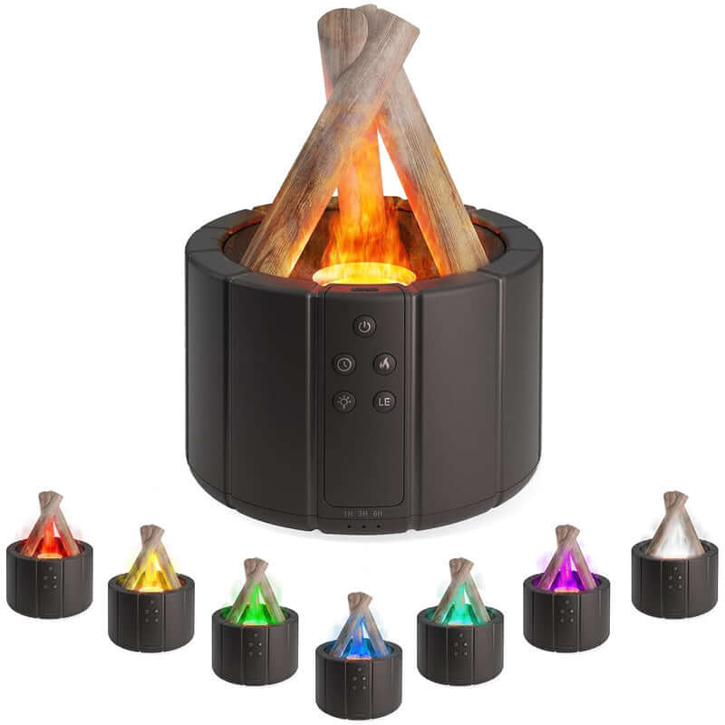 Dropshipman simulated flame humidifier with wood log design and multicolor LED light options