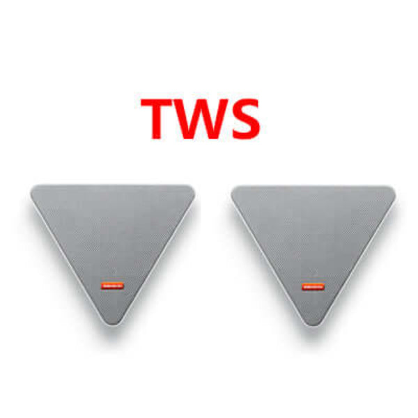 Dropshipman triangular smart wireless speaker for home with modern gray mesh design pair