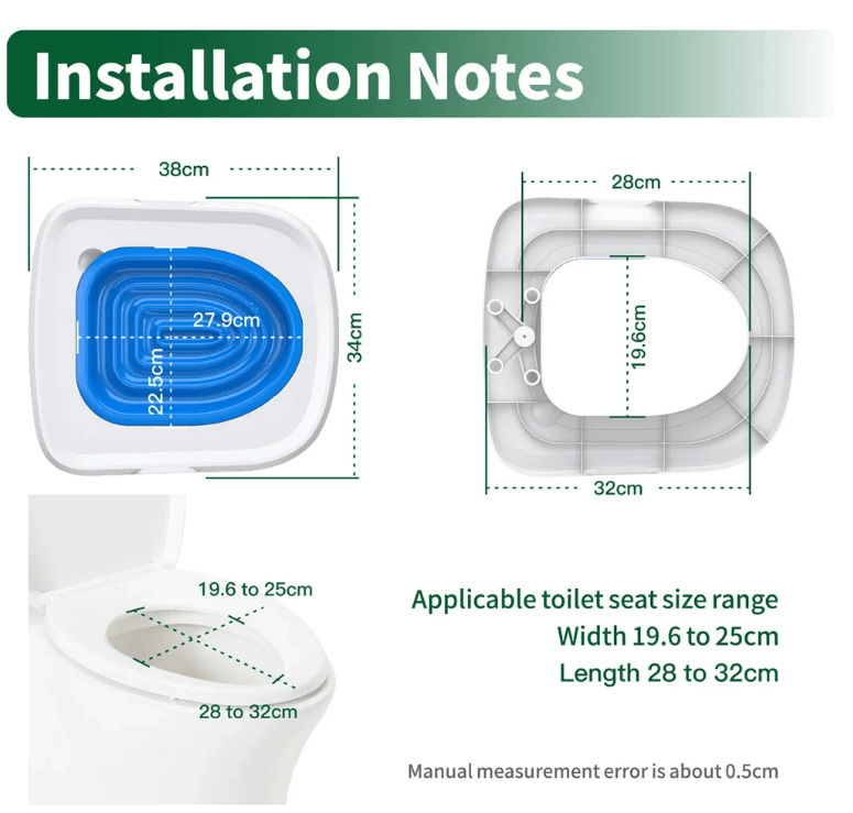 Installation notes for the Dropshipman Upgraded Cat Toilet Trainer Tray, providing dimensions for the cat toilet training kit.