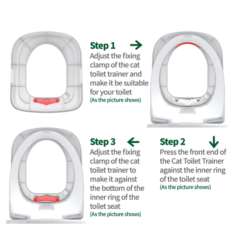 Step-by-step guide to install the Dropshipman Upgraded Cat Toilet Trainer Tray, part of the cat toilet training kit.