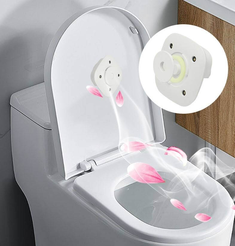 UV toilet sterilizer for bathroom installed on white modern toilet with hygienic sterilizing effect