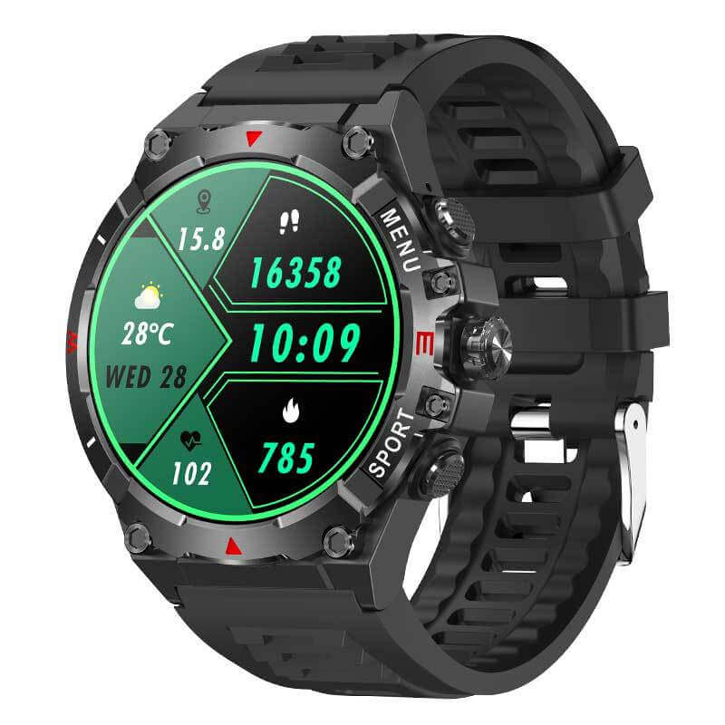 Eprolo waterproof fitness smartwatch for men with black durable silicone band and digital display