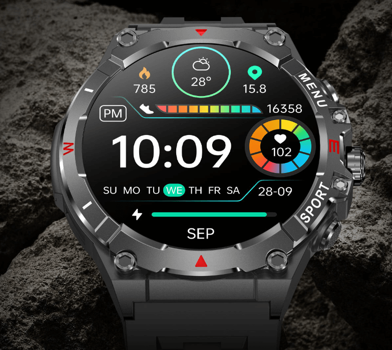 Eprolo waterproof fitness smartwatch for men with heart rate monitor and weather display