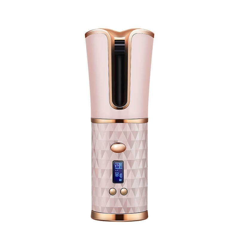 Dropshipman wireless automatic curling iron in rose gold with digital display and ergonomic design
