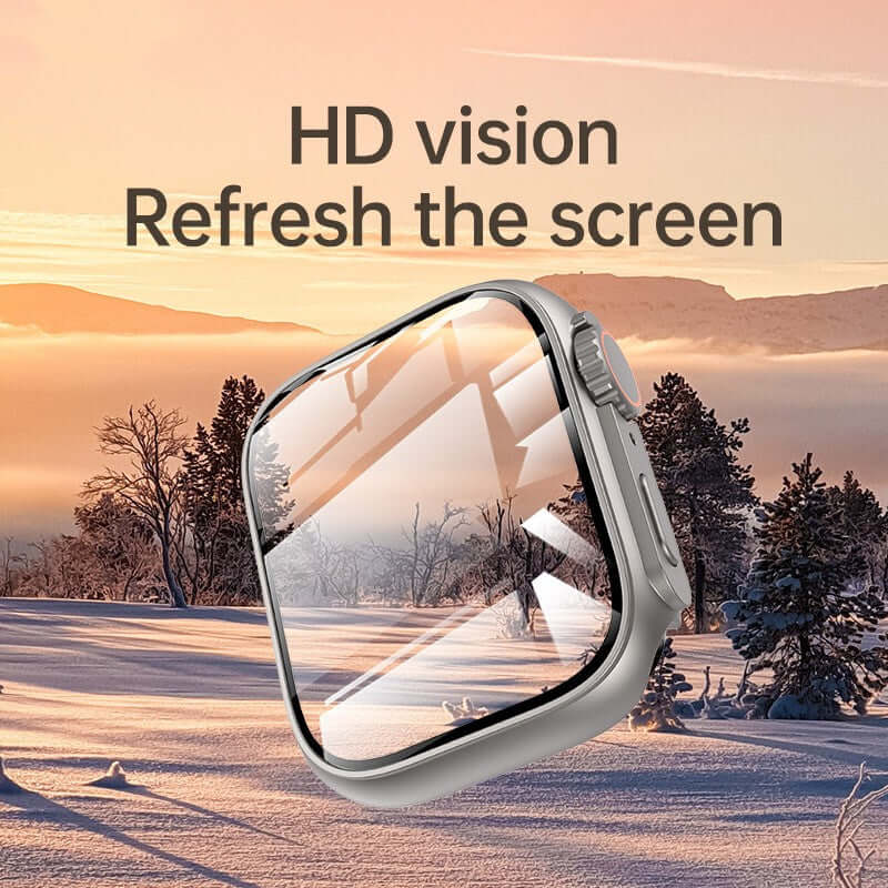 Smart Watch Screen Protector Case - PC+Glass, Full-Screen Clarity, Bump-Resistant Design.