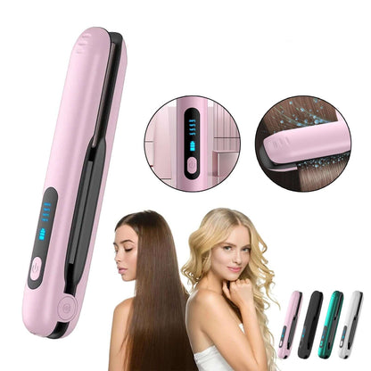 Mini Flat Iron Wireless Hair Straightener 2 IN 1 Curler USB Rechargeable 200°C 5000mAh Battery.