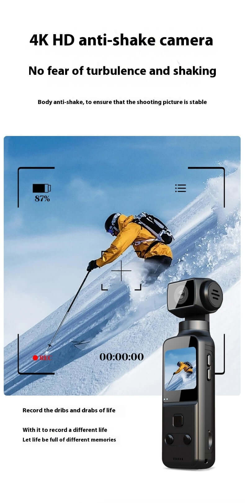 4K HD Anti Shake Camera Mini with 4X Optical Zoom and 128GB Storage Support.