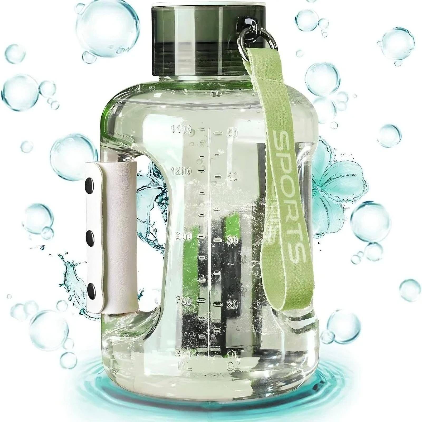 1.5L hydrogen water bottle with ergonomic handle and sports strap, designed for athletic performance and enhanced hydration benefits.