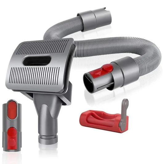 Pet Groom Vacuum Attachment for Dyson designed for efficient pet grooming with flexible hose and various attachments, perfect for maintaining a clean home while using a Dyson vacuum pet grooming kit. Ideal for #cats, dogs, pets.