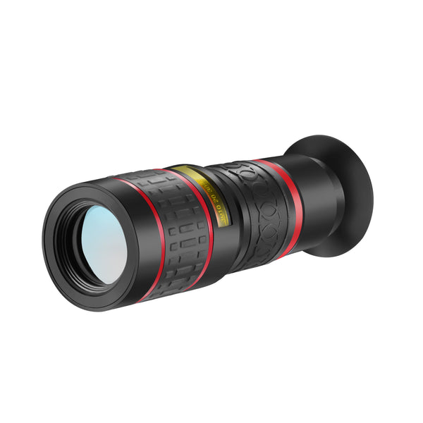 Close-up of the 20x mobile telescope highlighting its lens and construction, ideal for enhancing mobile photography.