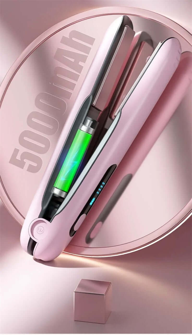 Mini Flat Iron Wireless Hair Straightener 2 IN 1 Curler USB Rechargeable 200°C 5000mAh Battery.