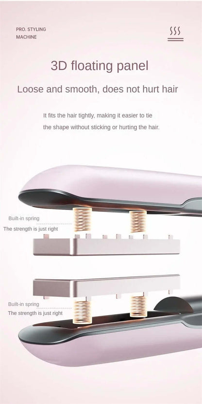 Mini Flat Iron Wireless Hair Straightener 2 IN 1 Curler USB Rechargeable 200°C 5000mAh Battery.