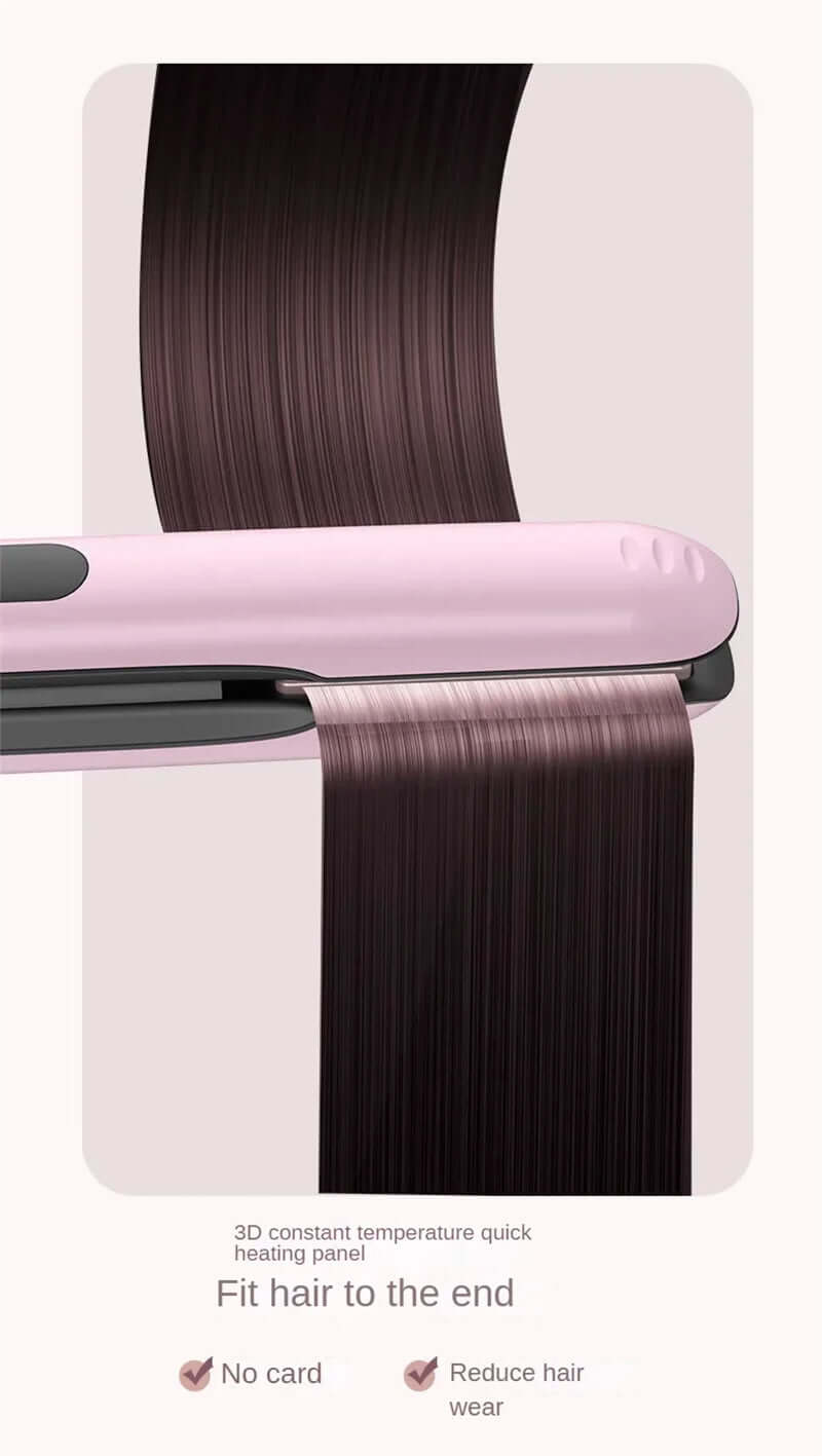Mini Flat Iron Wireless Hair Straightener 2 IN 1 Curler USB Rechargeable 200°C 5000mAh Battery.