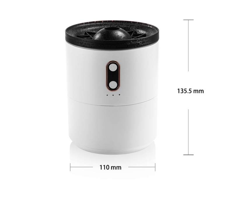 Dimensions of Jellyfish Style Humidifier displayed, emphasizing its compact size and suitability for various indoor environments.