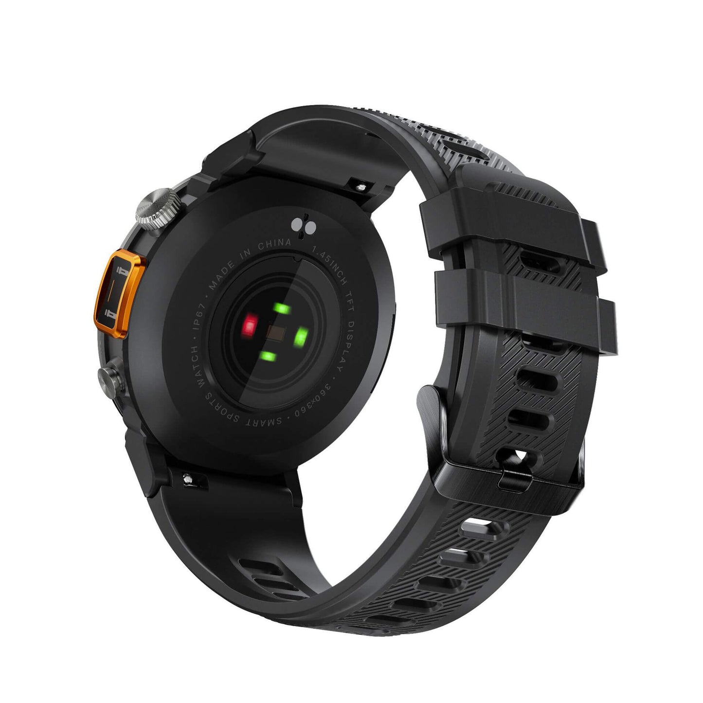 Bluetooth Smart Watch displaying the back view, highlighting the advanced sensor technology and strap design.