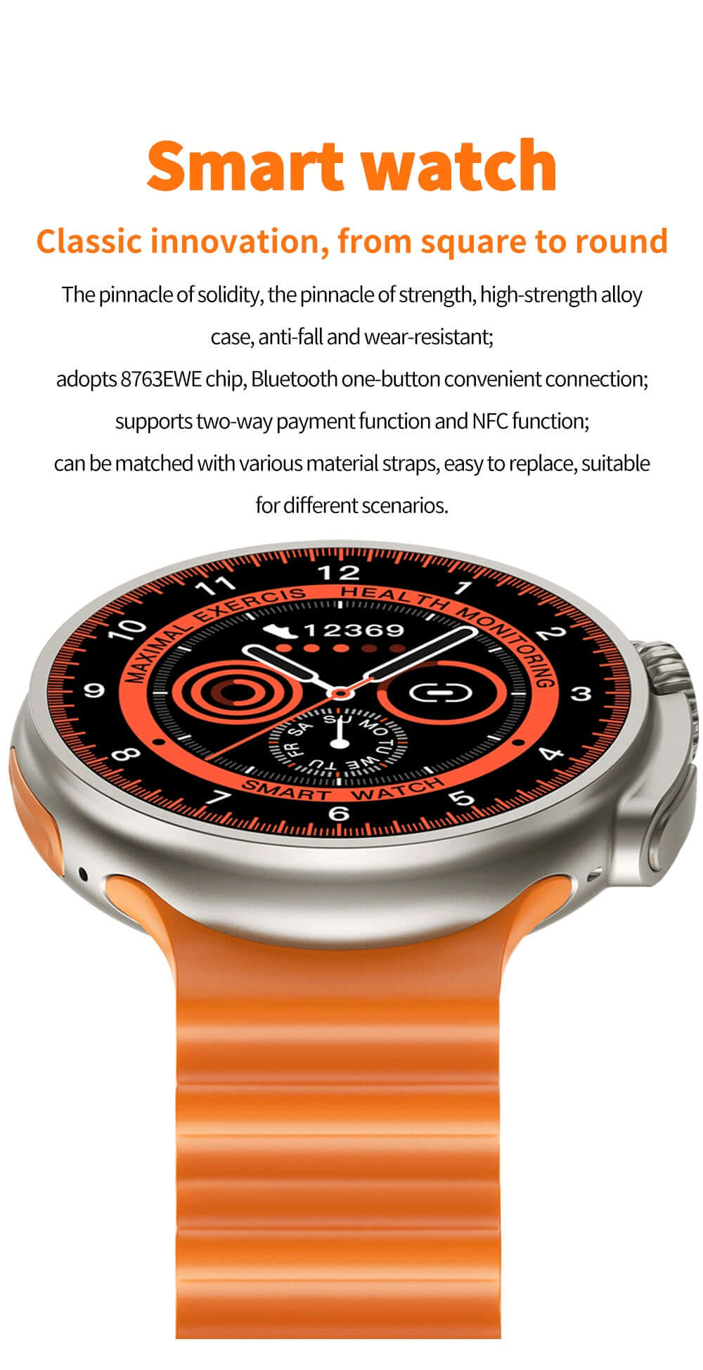 K9 Wireless Charging Smartwatch With 1.39" Round Screen, NFC, Health Monitoring, 100+ Sports Modes.