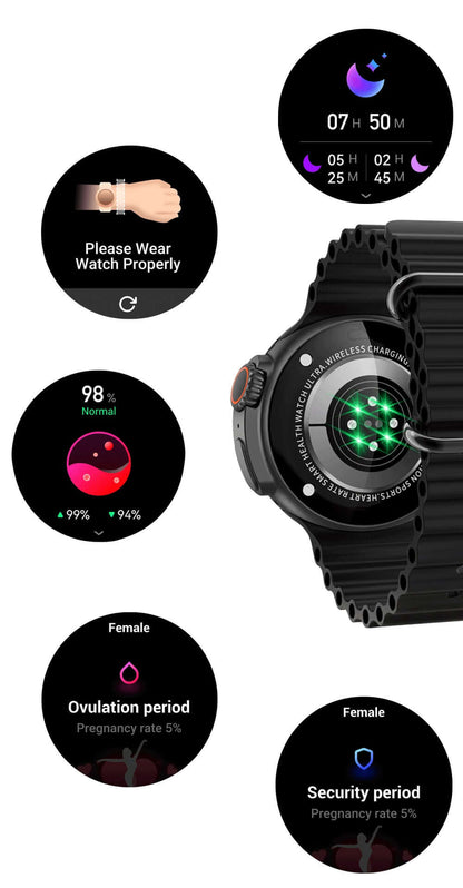 K9 Wireless Charging Smartwatch With 1.39" Round Screen, NFC, Health Monitoring, 100+ Sports Modes.