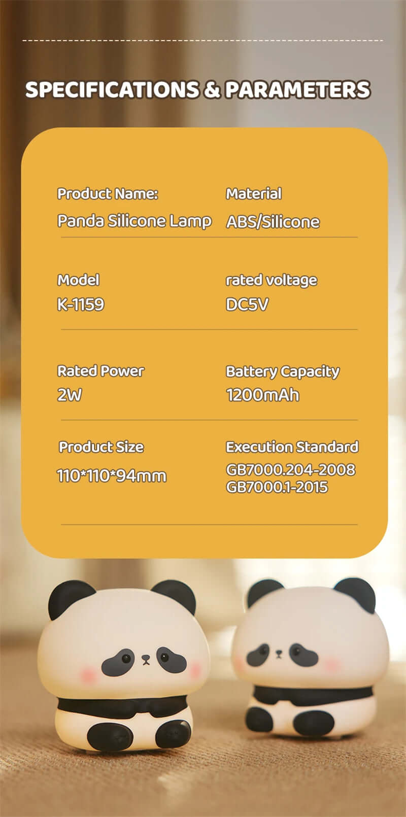 Cute LED Night Light - Rechargeable Silicone Touch Lamp with detailed description of features, emphasizing its kid-friendly design.
