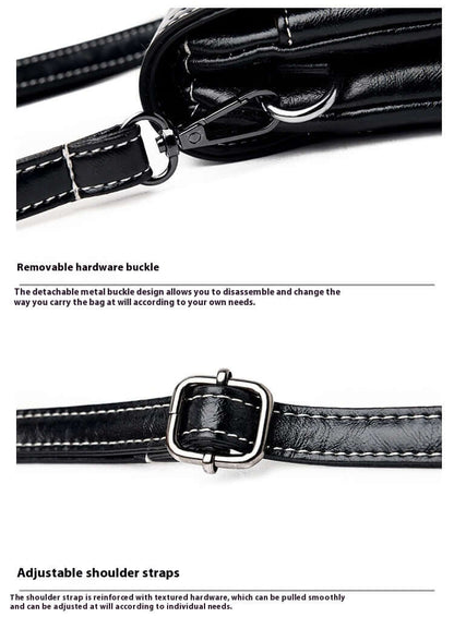 Close-up of the adjustable strap of the Fashion Simple Large Capacity Mobile Phone Bag Mini Crossbody Bag in black, showing versatility and comfort, essential features for a fashionable mini bag.