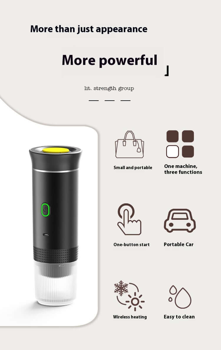 Portable Espresso Machine: Detailed specifications of battery and extraction capabilities.