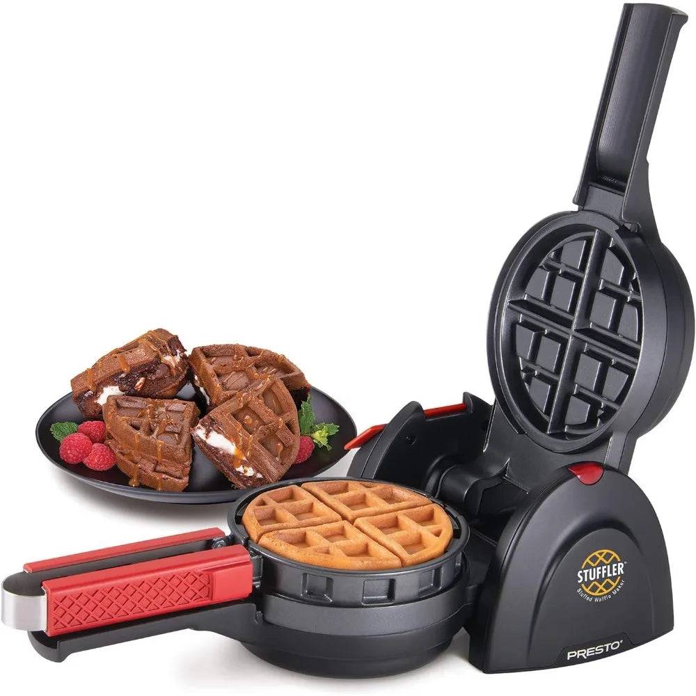 Stuffed Waffle Maker by CozyTech Living in action, creating delicious chocolate-filled waffles, perfect for breakfast or snacks.