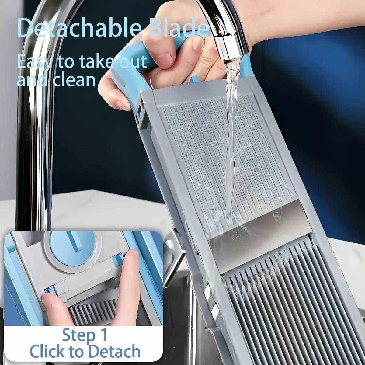 Detachable blade feature of the multi-functional vegetable cutter, making it easy to remove and clean under running water.